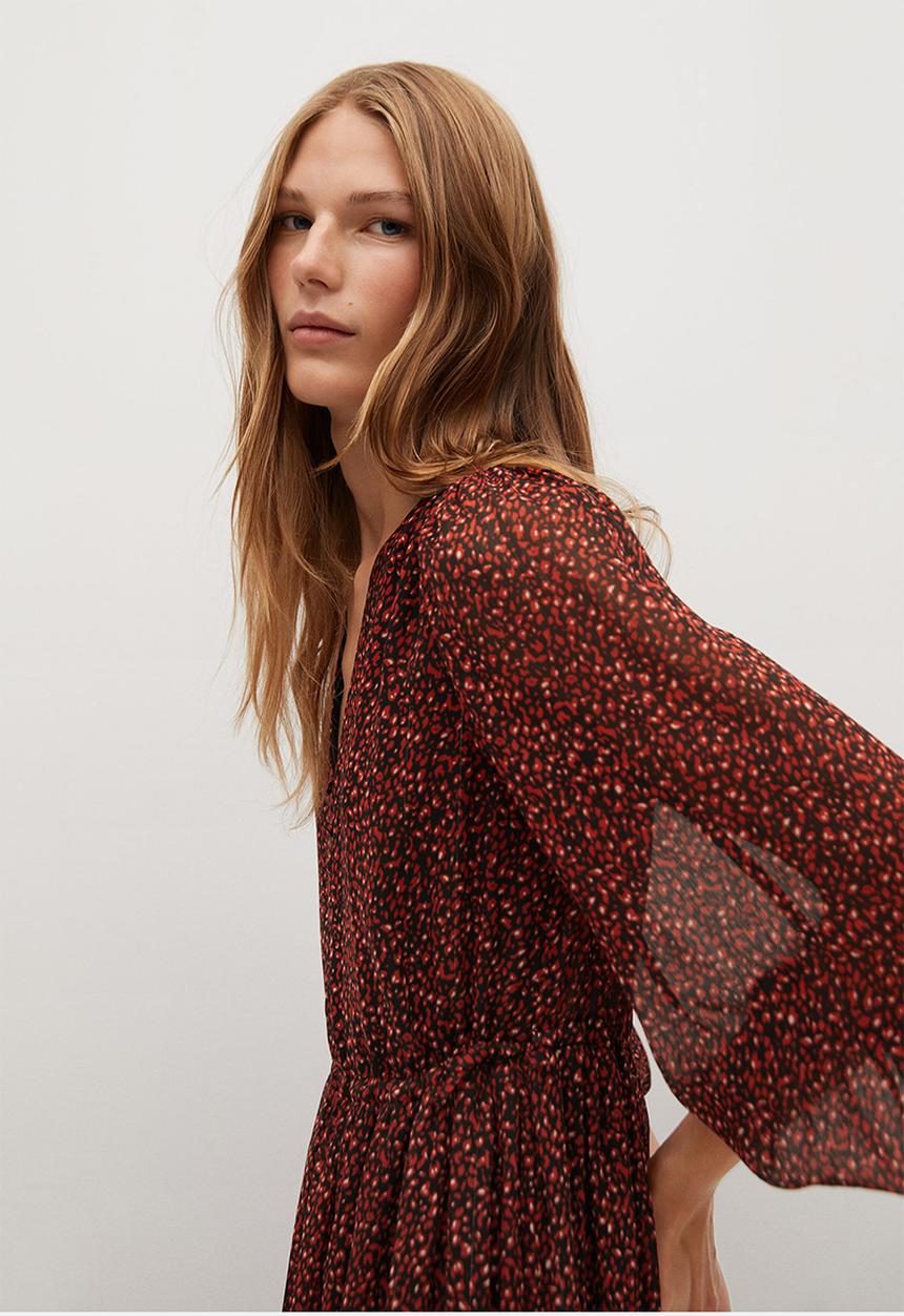 MANGO - Dress garden - red & black