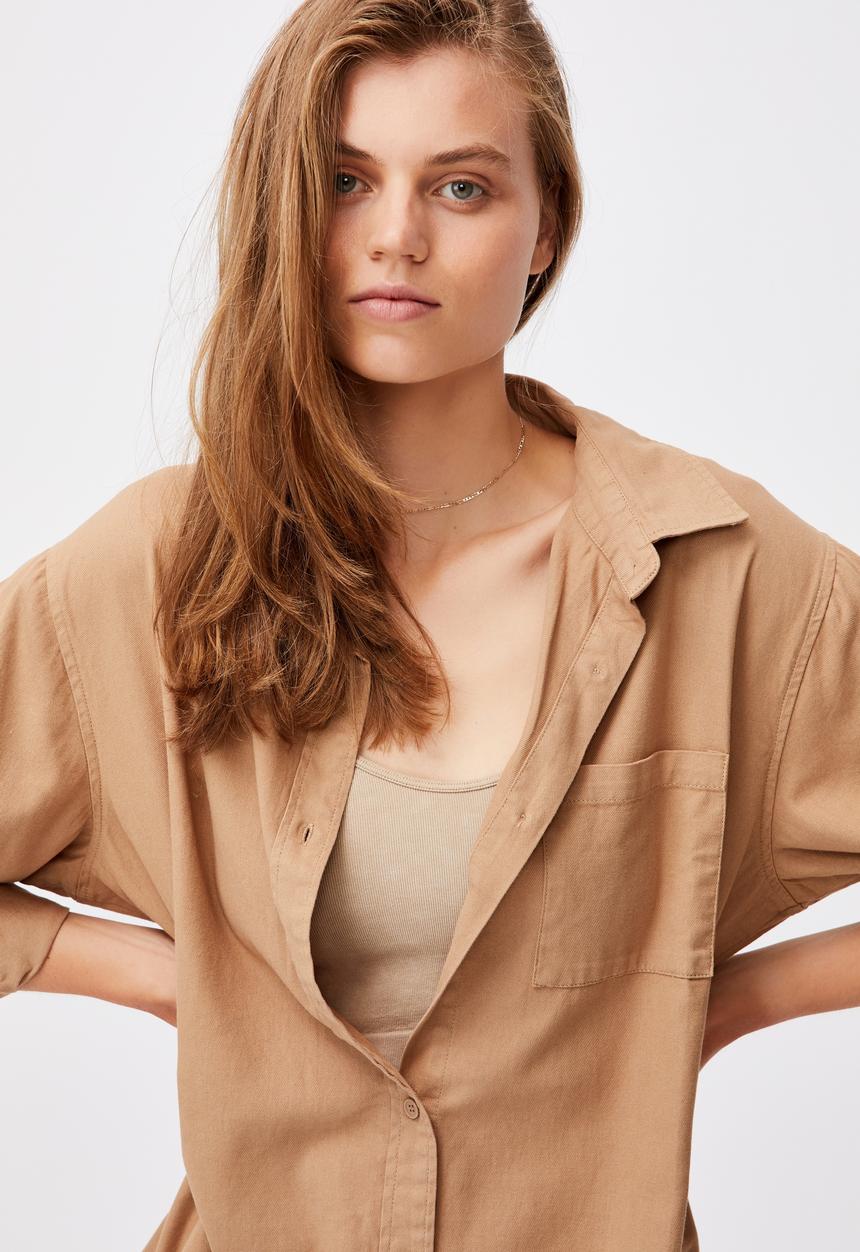 Cotton On - Boyfriend shirt - almond