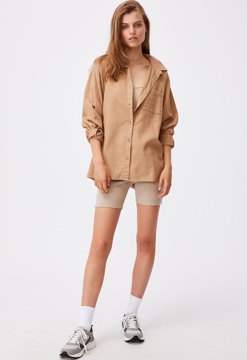 Cotton On - Boyfriend shirt - almond
