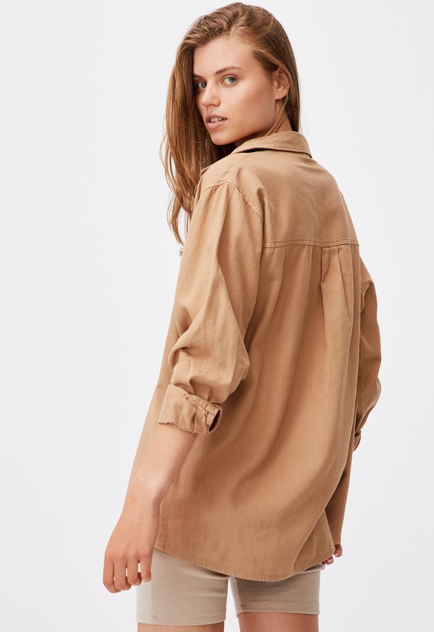Cotton On - Boyfriend shirt - almond