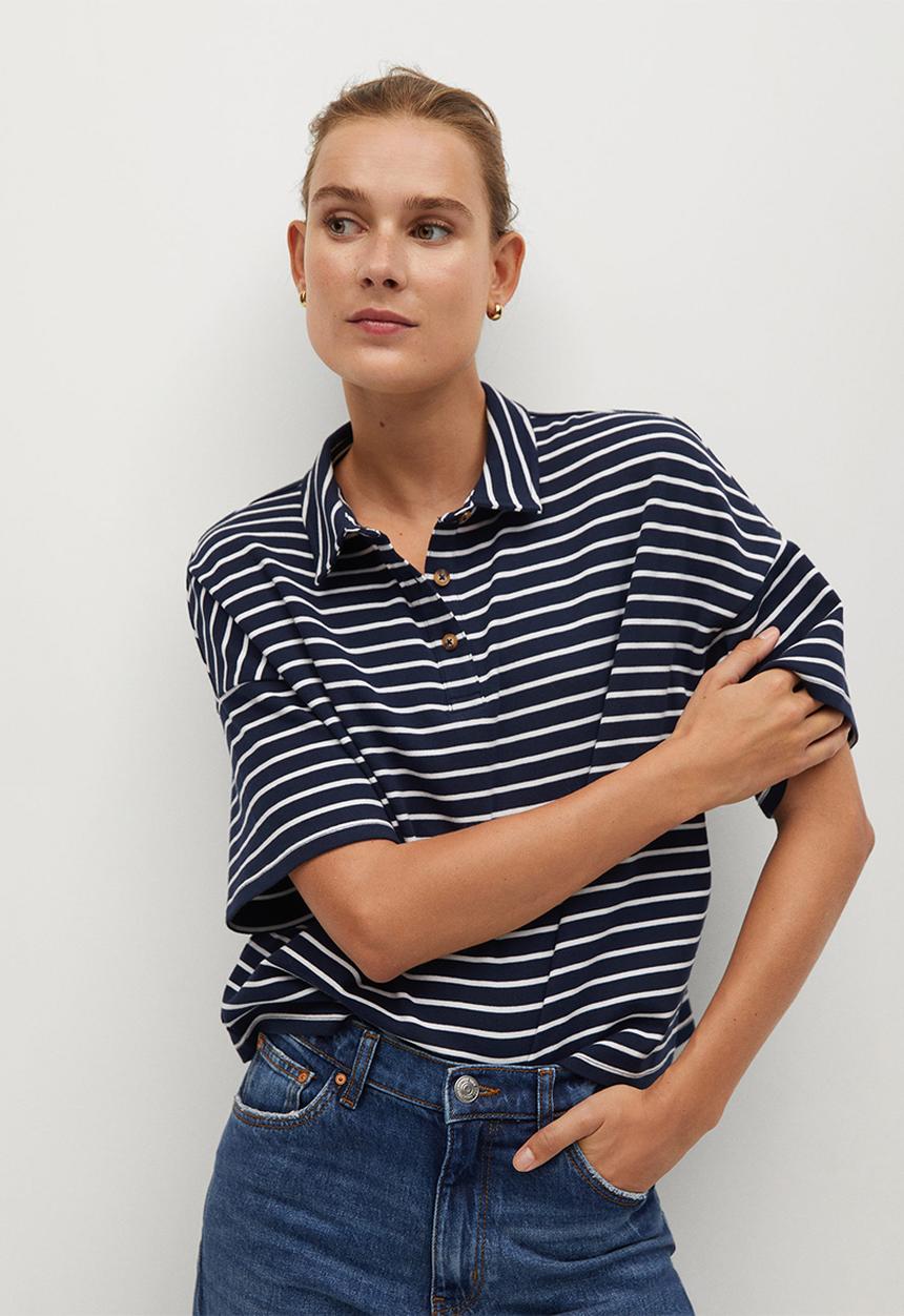 MANGO - T-shirt polera - navy
