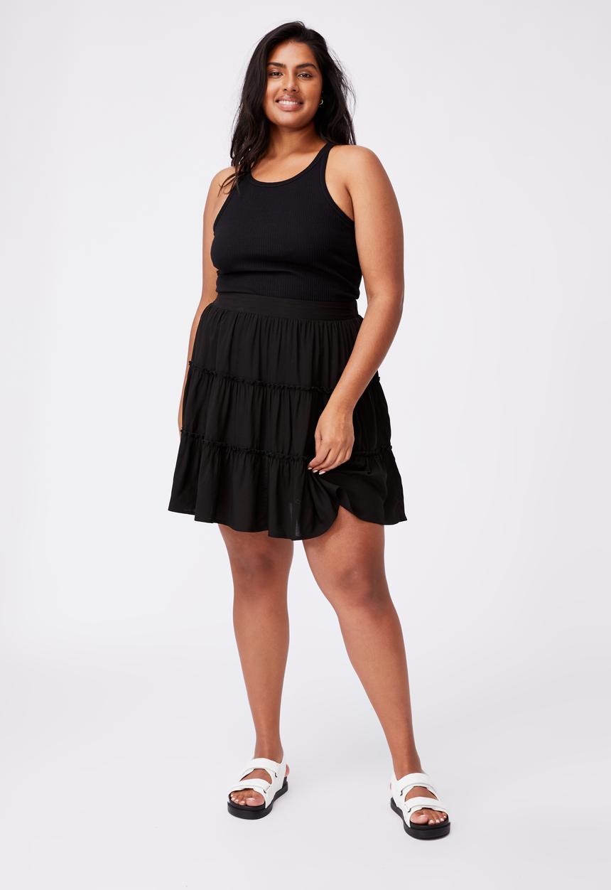 Cotton On - Curve sky skater mini skirt - black