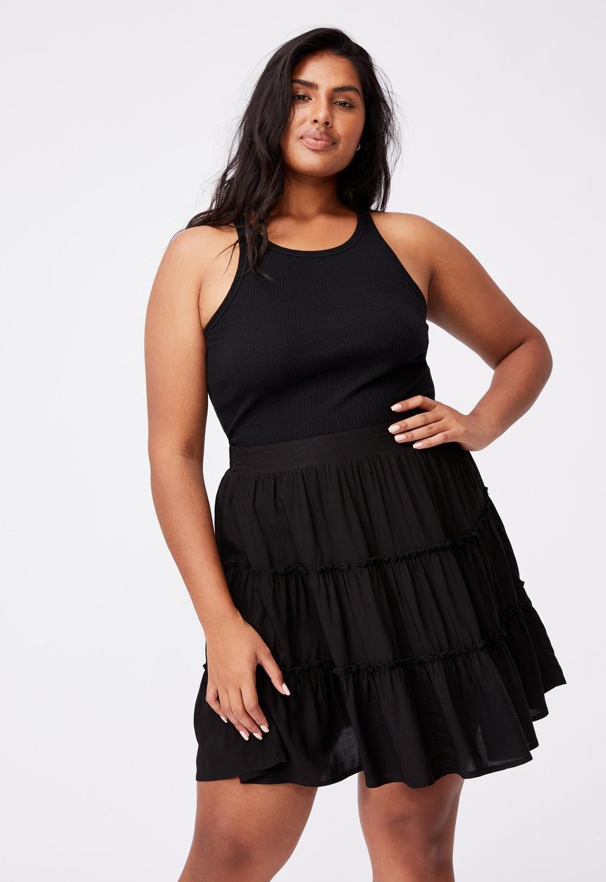 Cotton On - Curve sky skater mini skirt - black