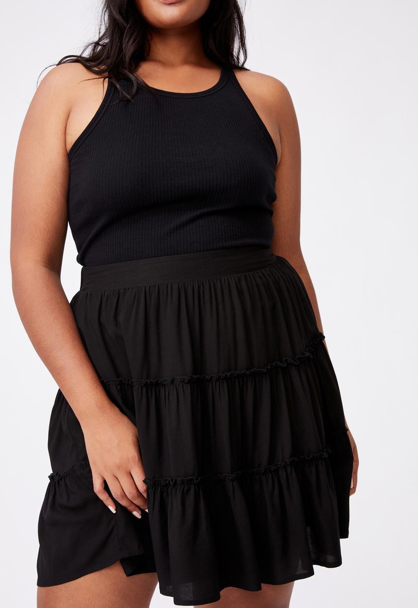 Cotton On - Curve sky skater mini skirt - black