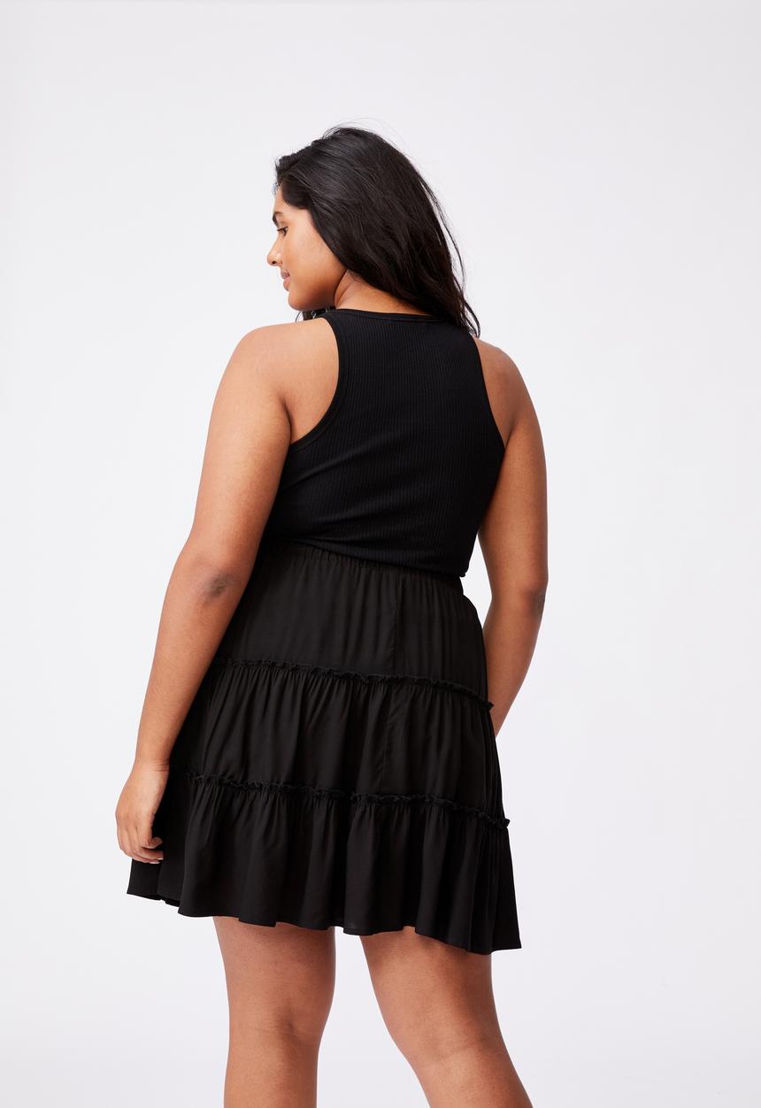 Cotton On - Curve sky skater mini skirt - black