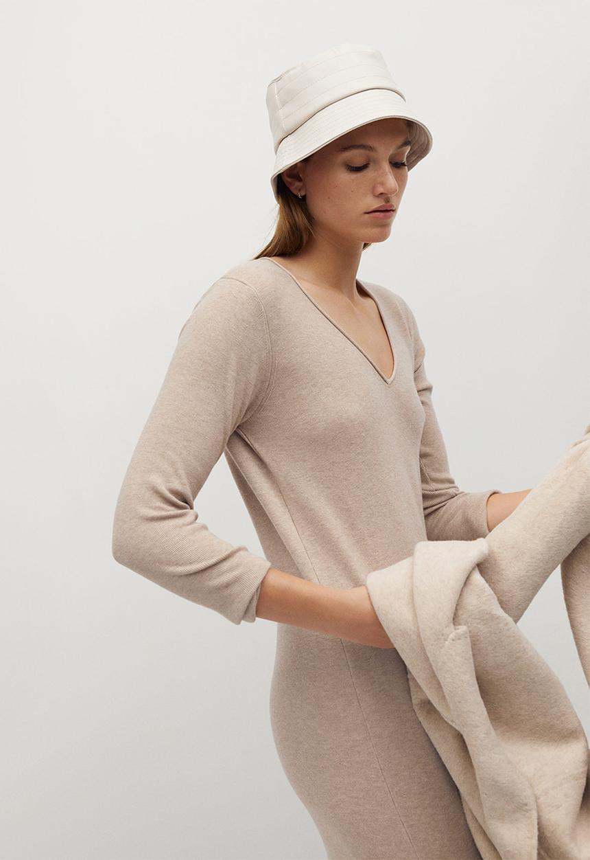 MANGO - Dress rolly - beige