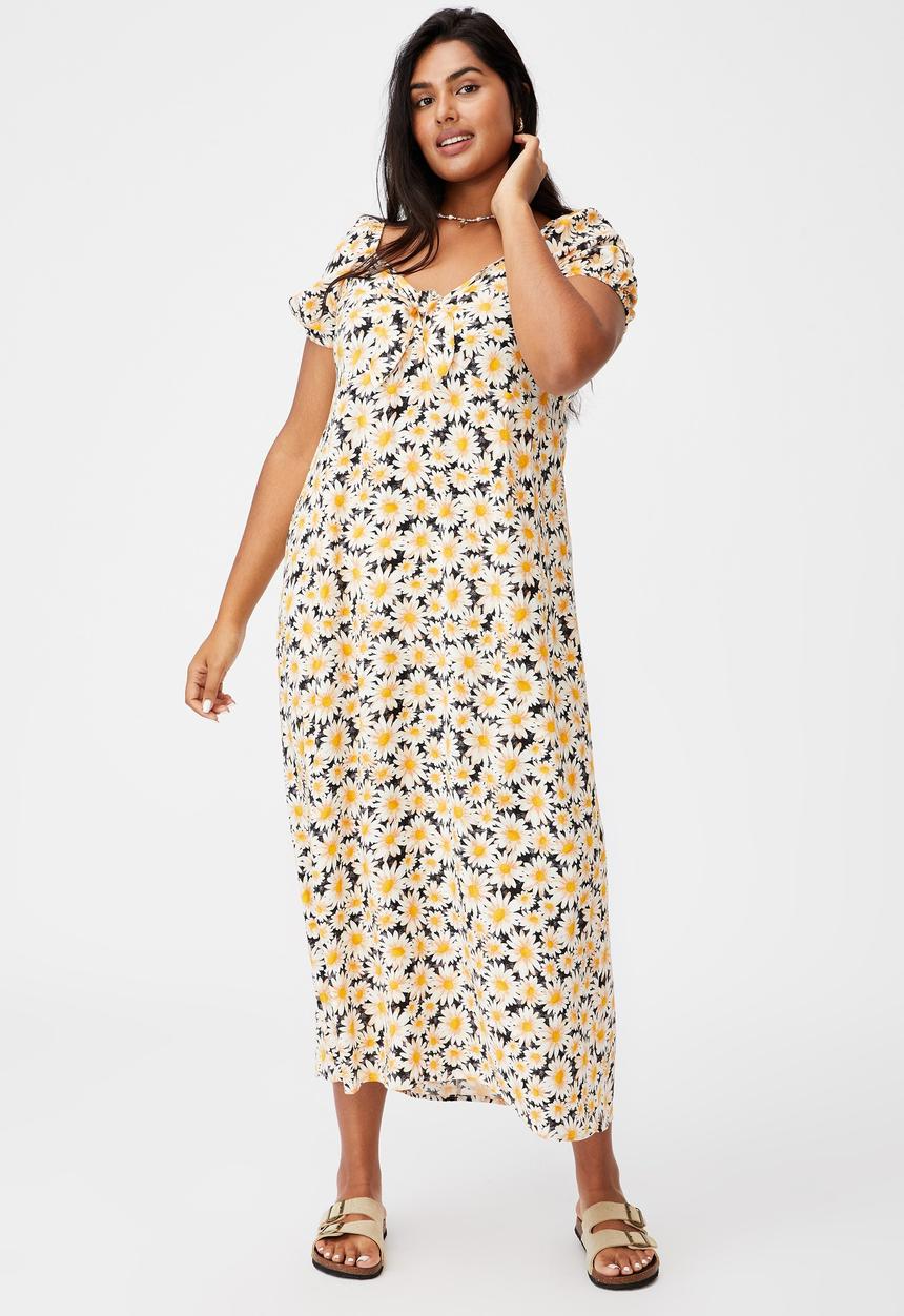 Cotton On - Curve woven casey midi dress - josie daisy black