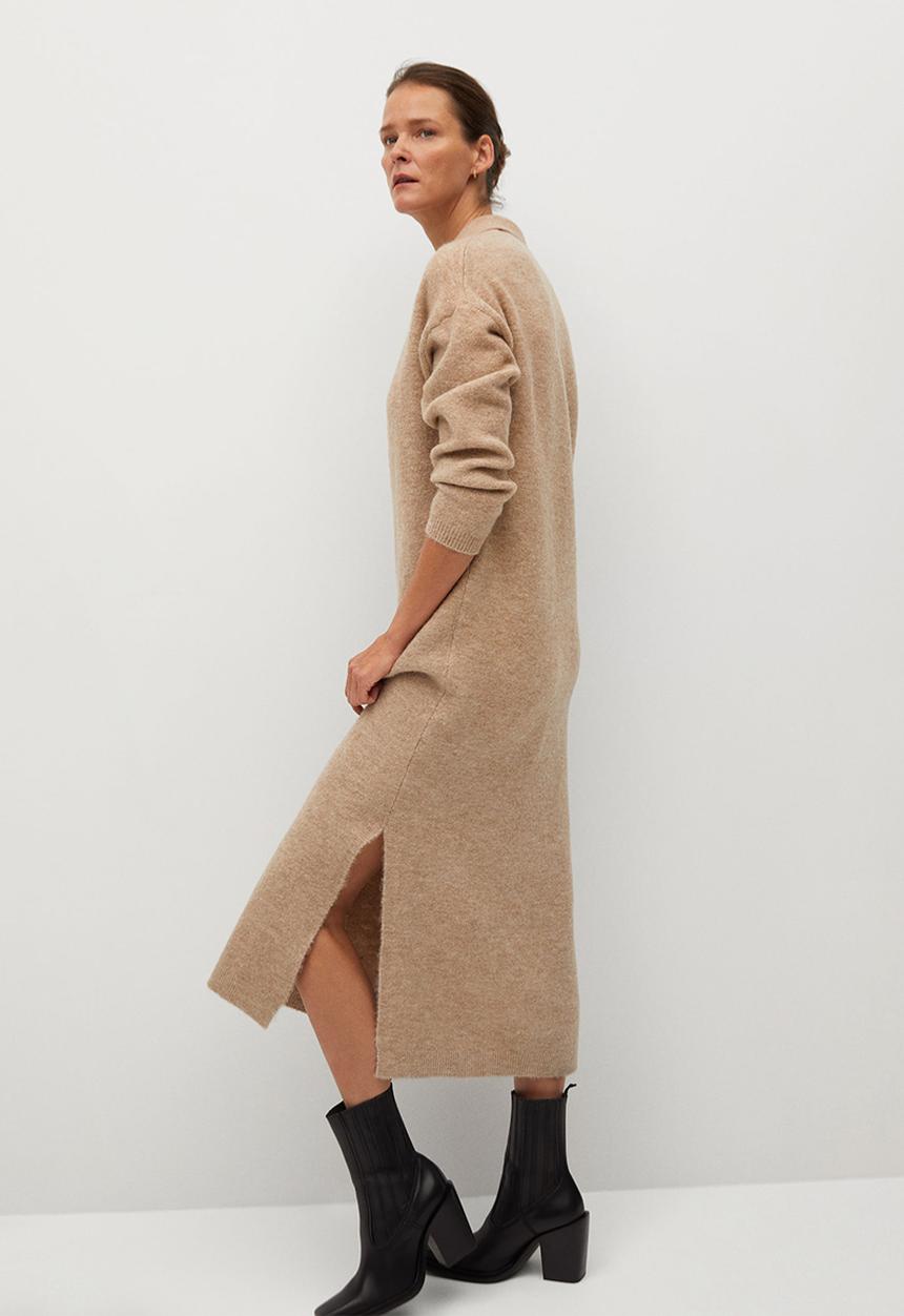 MANGO - Dress polin - beige