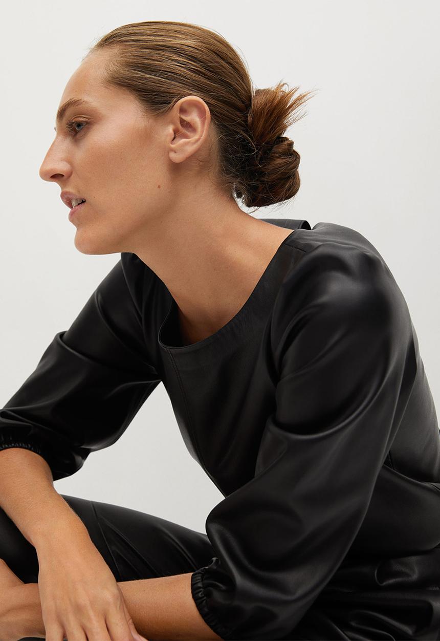 MANGO - Blouse drake - black