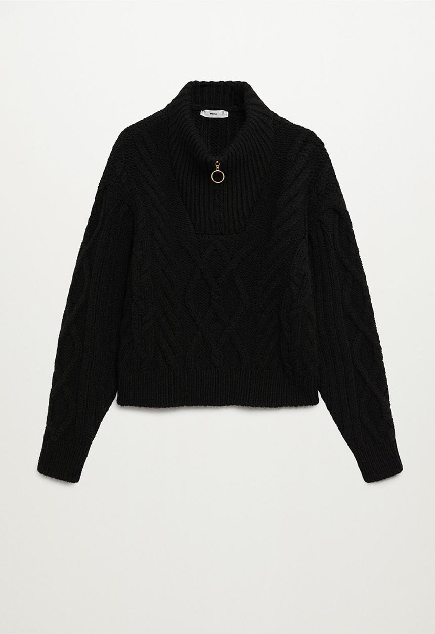 MANGO - Sweater zippo - black
