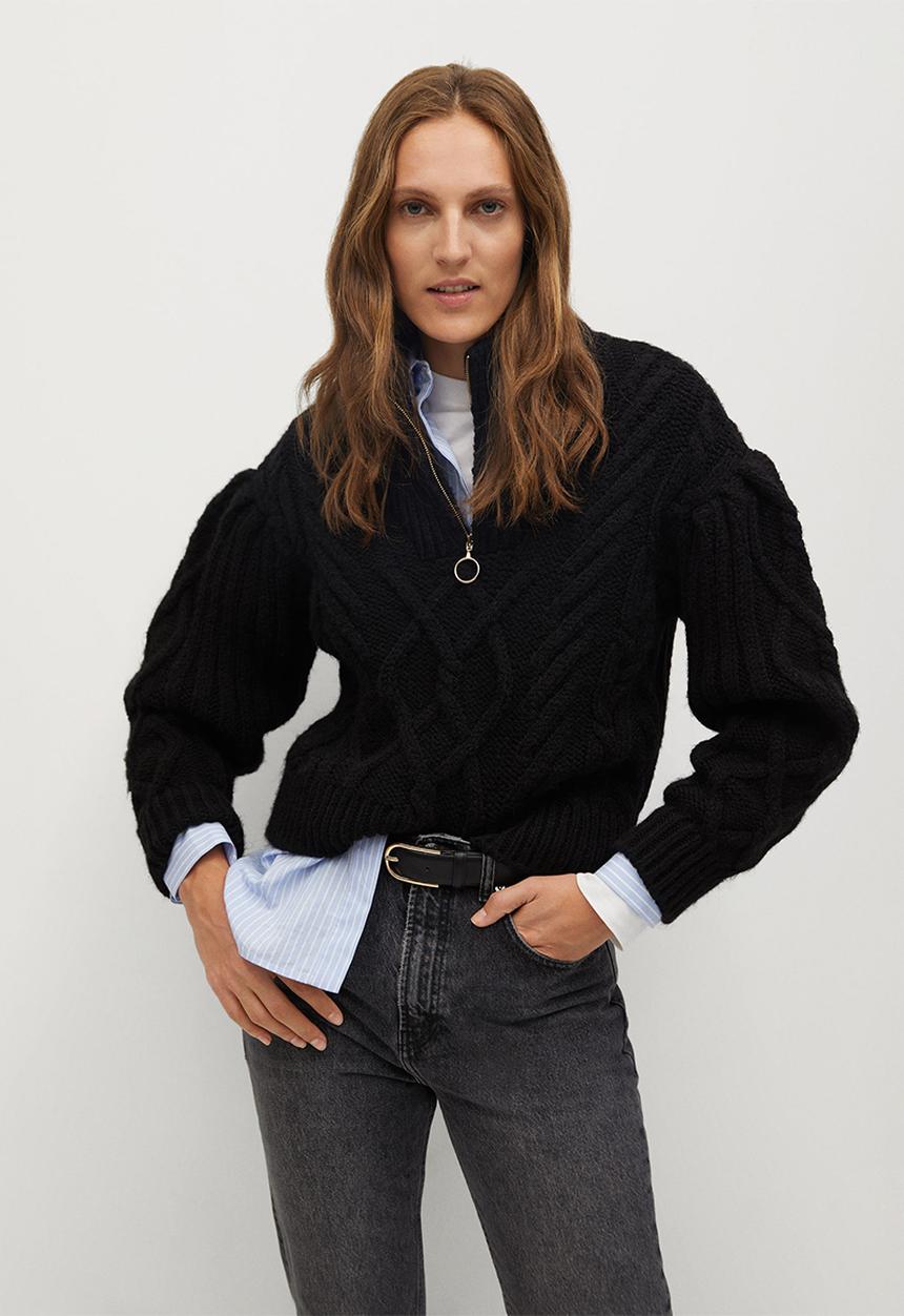 MANGO - Sweater zippo - black