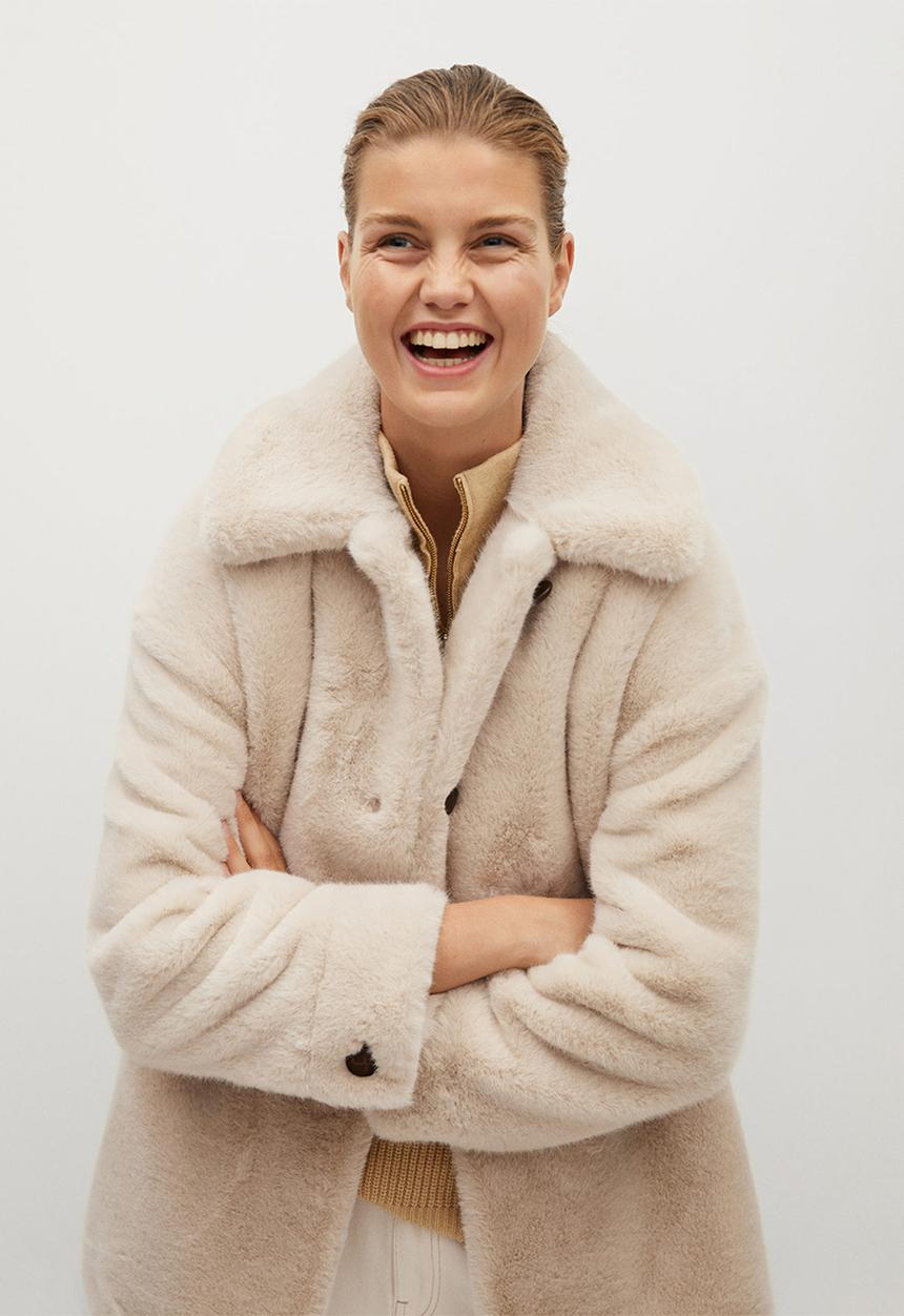 MANGO - Coat woodi - beige