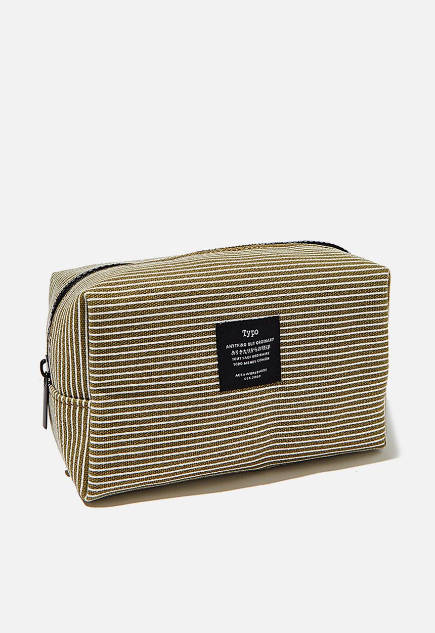 Typo - Brooklyn pencil case - pinstripe khaki