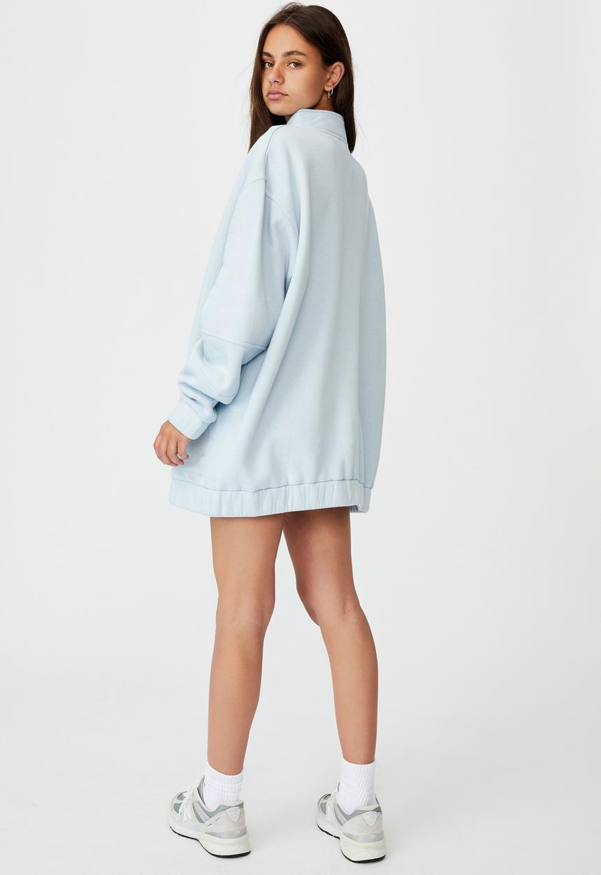 Factorie - Oversized qtr zip graphic crew - skyway blue