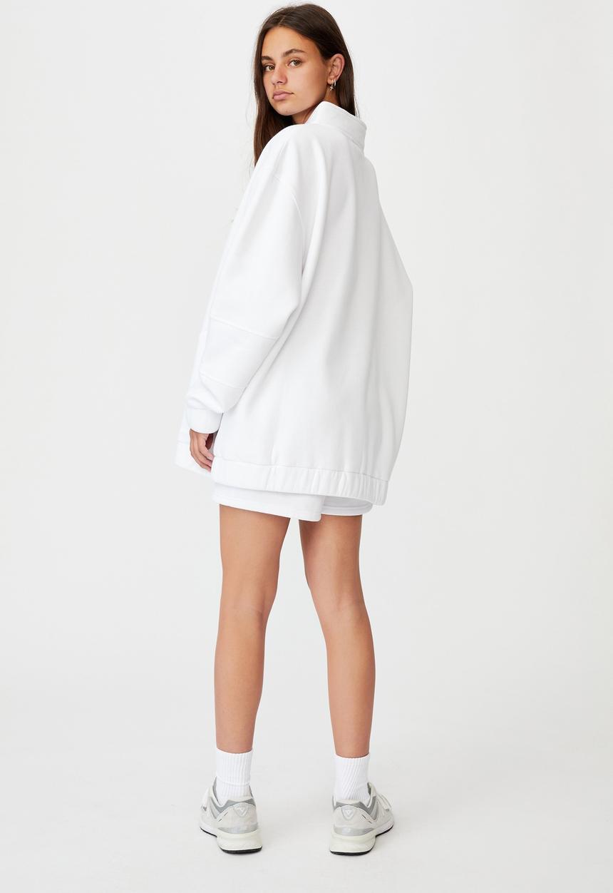 Factorie - Oversized qtr zip graphic crew - white