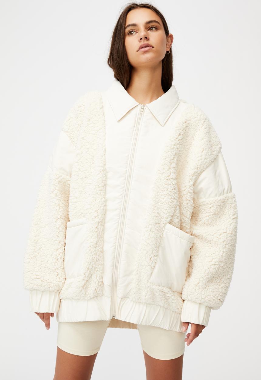 Factorie - Oversized teddy jacket - ecru