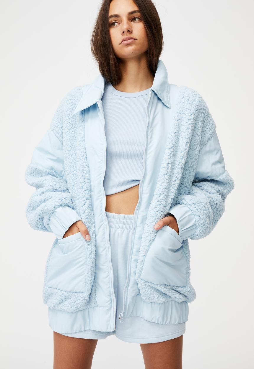Factorie - Oversized teddy jacket - skyway blue