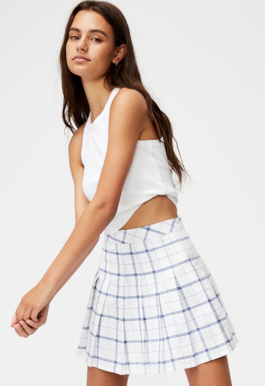 Factorie - Pleated skirt - taya check white