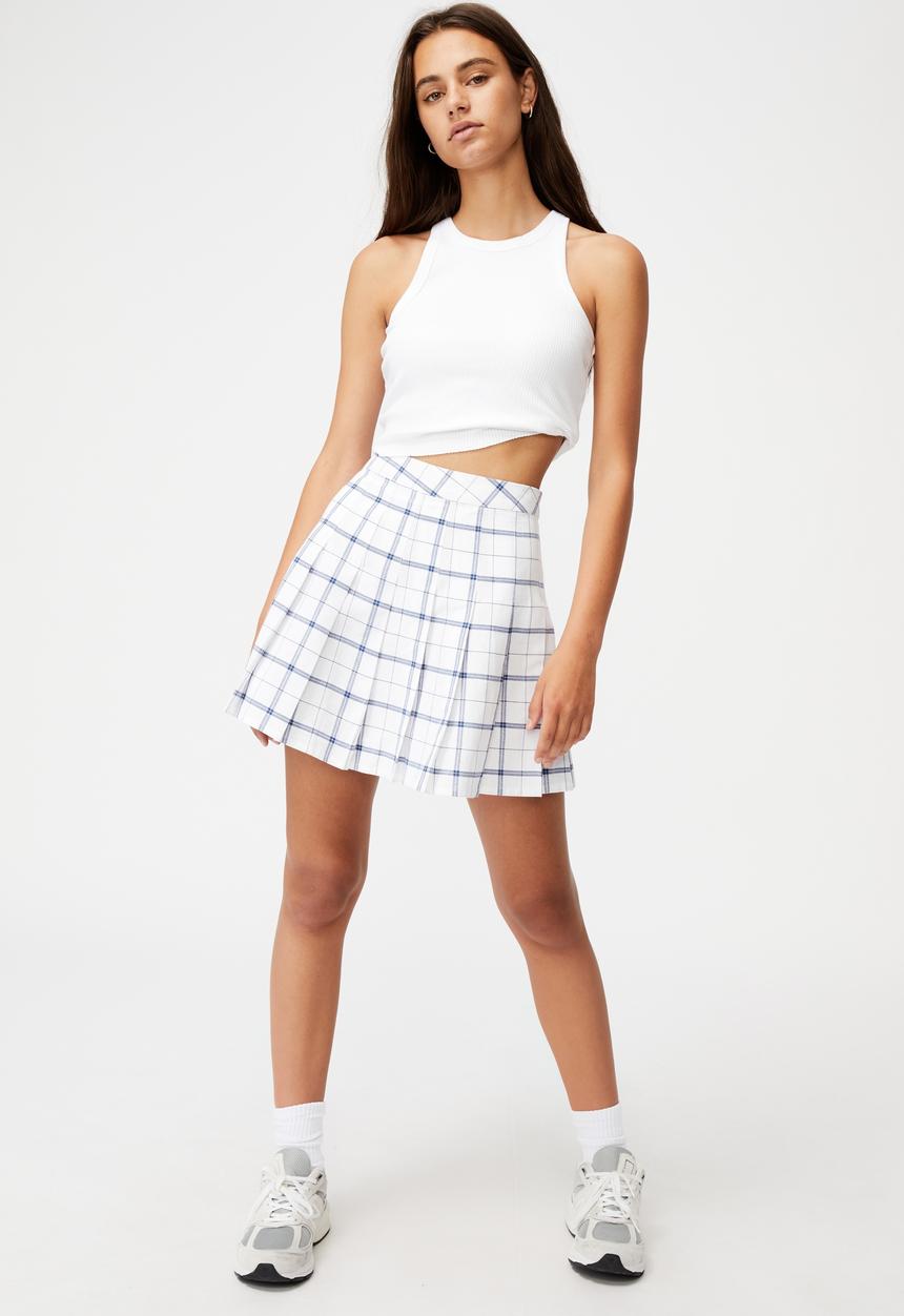 Factorie - Pleated skirt - taya check white