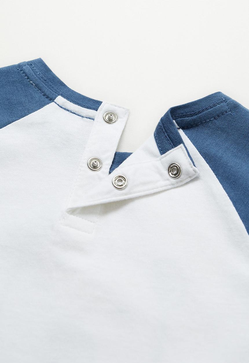 MANGO - Didac raglan tee - white & blue