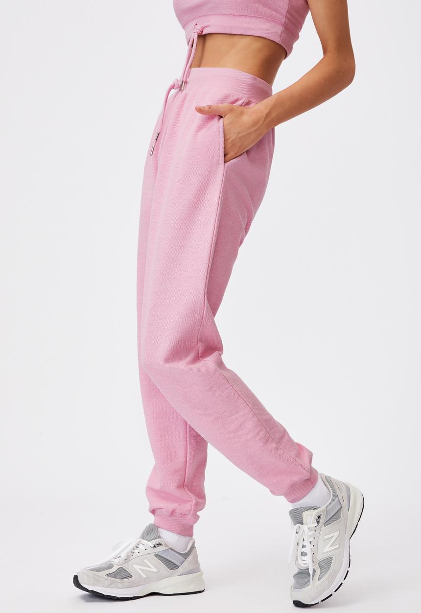 Factorie - Reverse french terry slim fit trackpant - babe pink