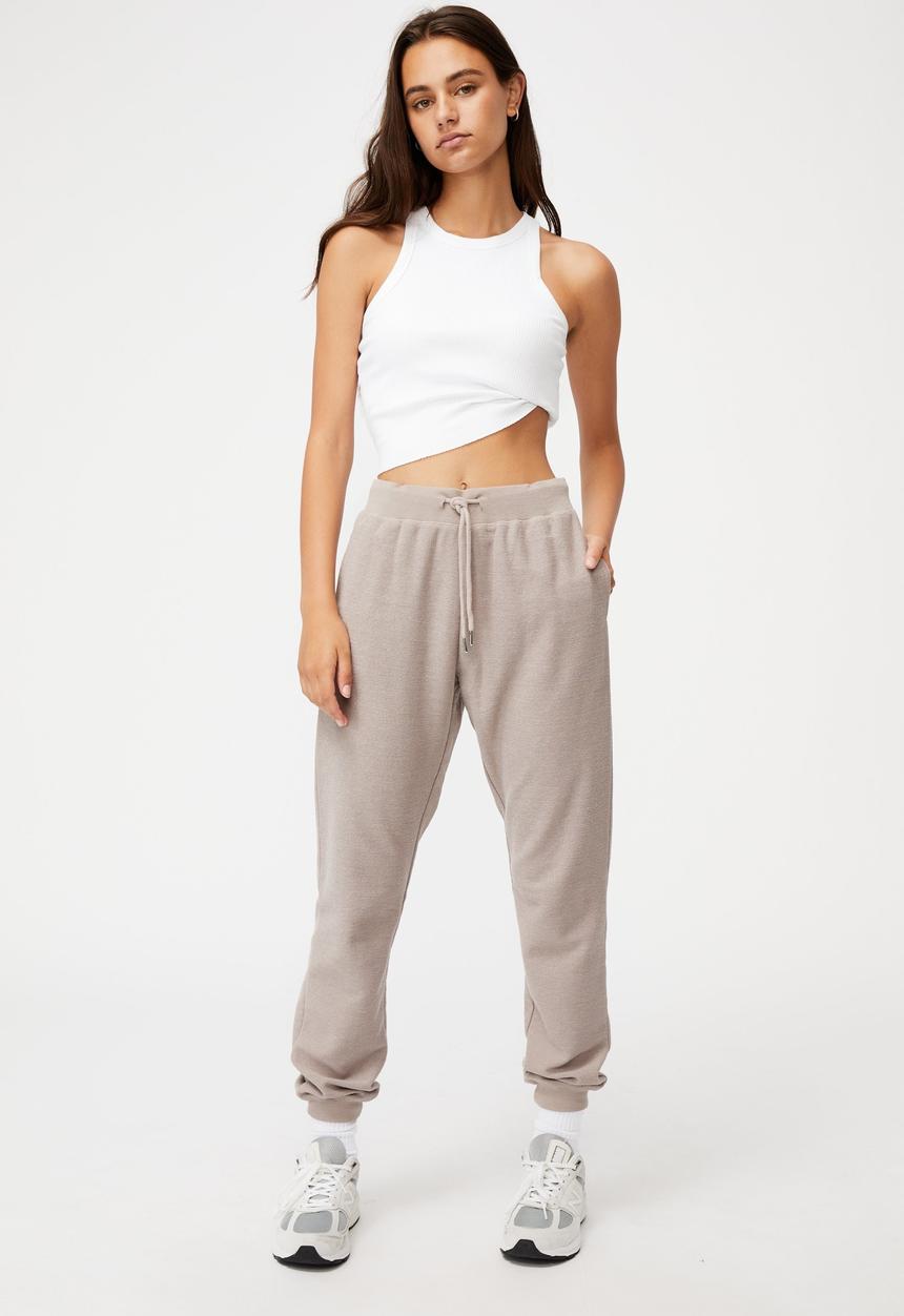 Factorie - Reverse french terry slim fit trackpant - etherea