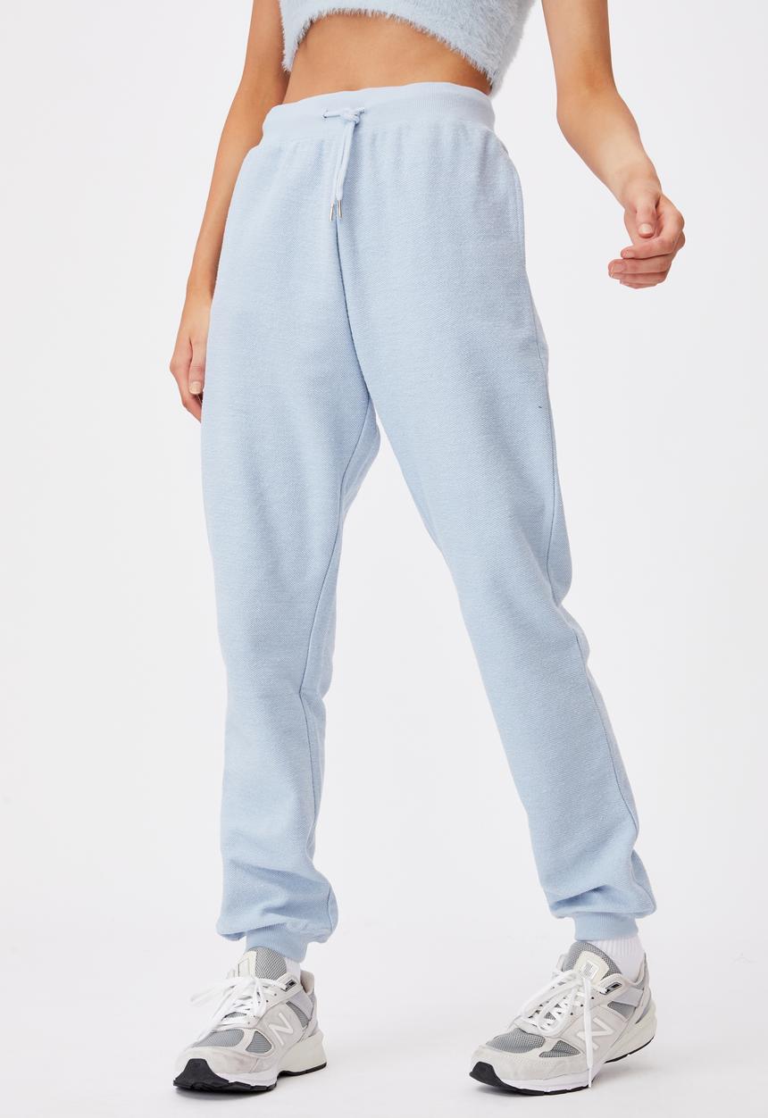 Factorie - Reverse french terry slim fit trackpant - skyway blue