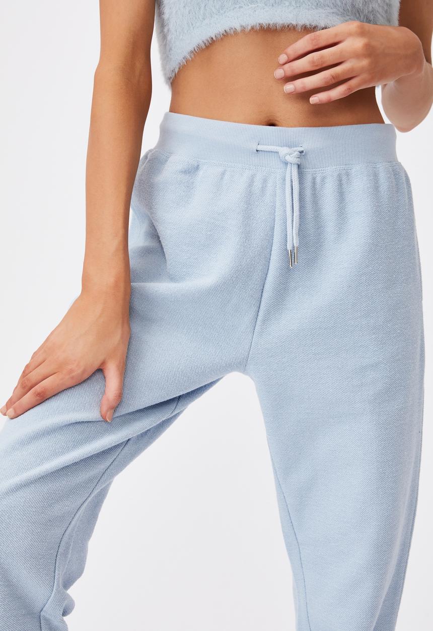 Factorie - Reverse french terry slim fit trackpant - skyway blue