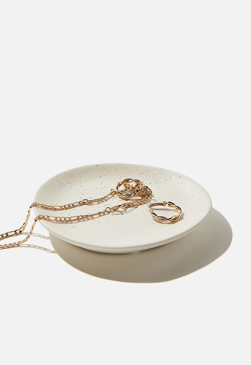 Typo - Mood ceramic  tray - white  speckle happy face