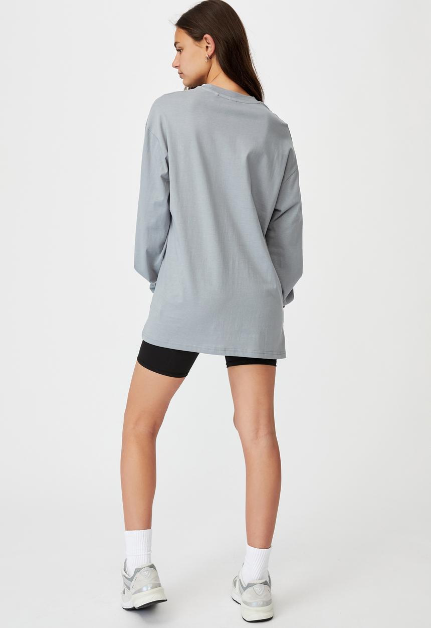 Factorie - Super oversized ls graphic tee - fog grey