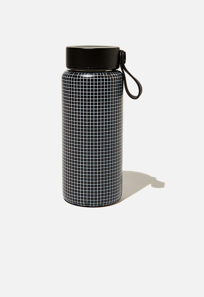 Typo - On the move metal drink bottle 350ml-black grid