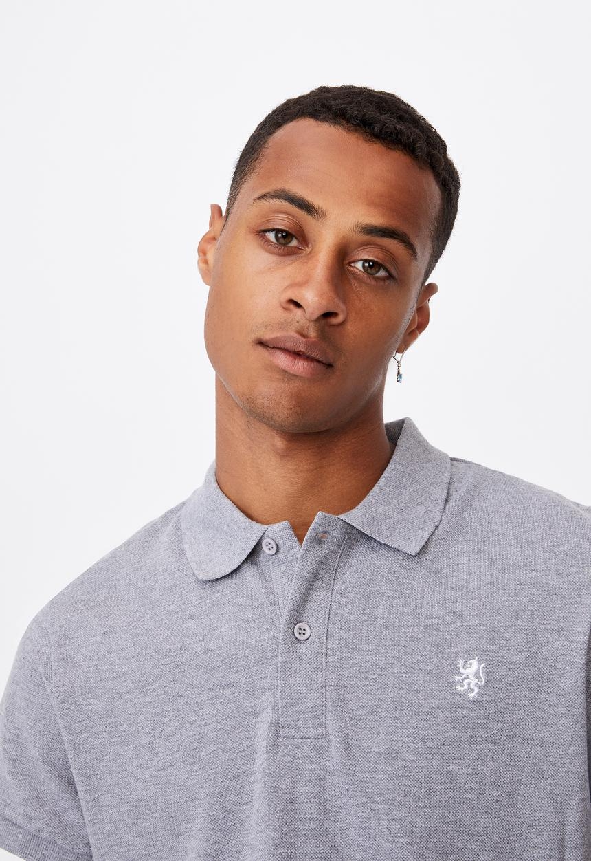 Cotton On - Essential short sleeve polo - grey marle