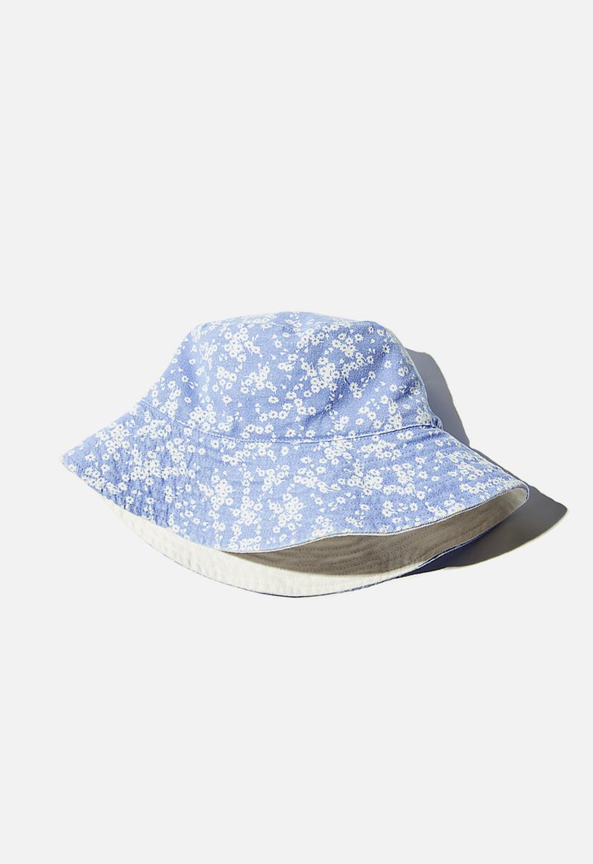 Rubi - Elly reversible wide brim bucket hat - blue lena floral