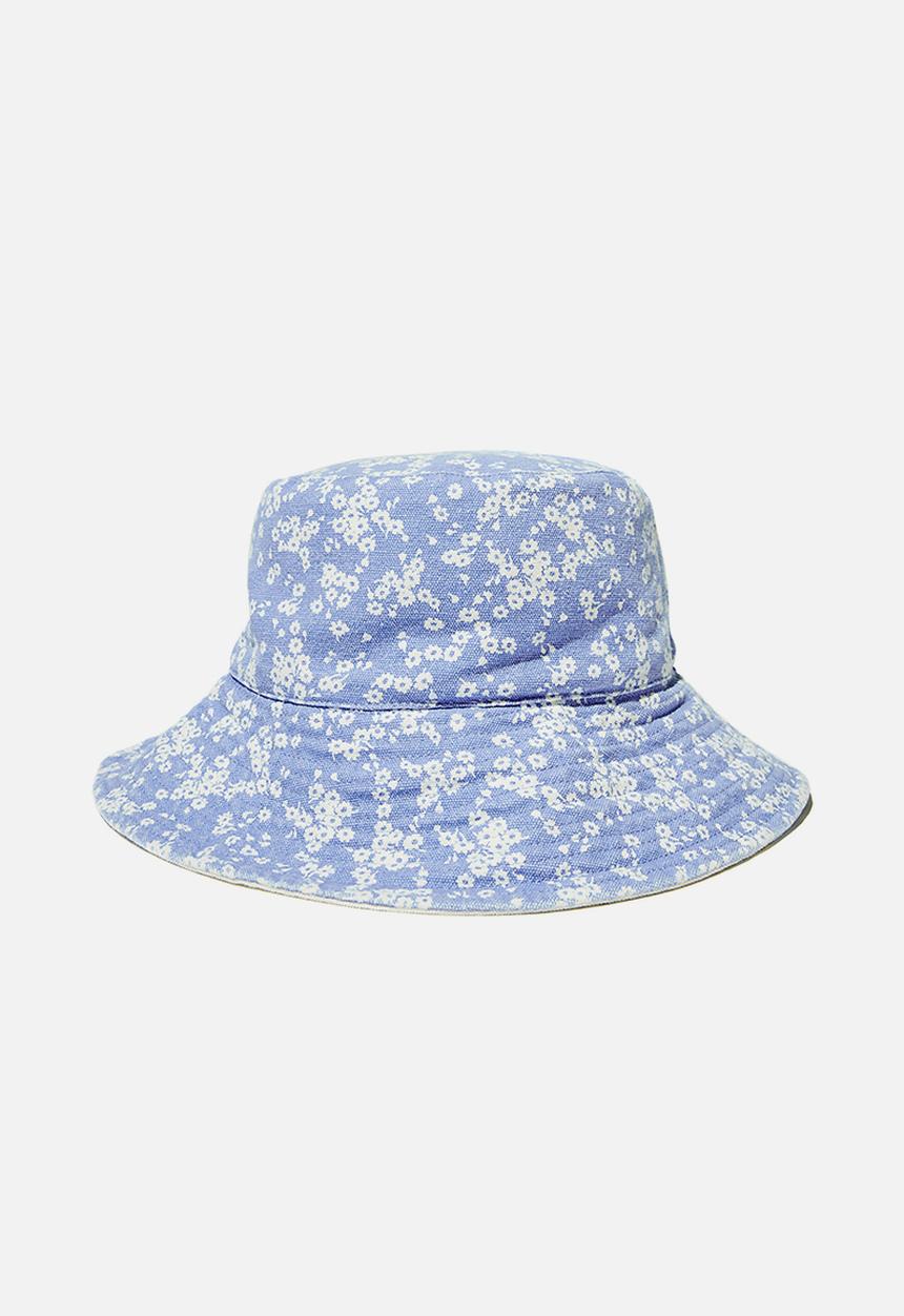 Rubi - Elly reversible wide brim bucket hat - blue lena floral