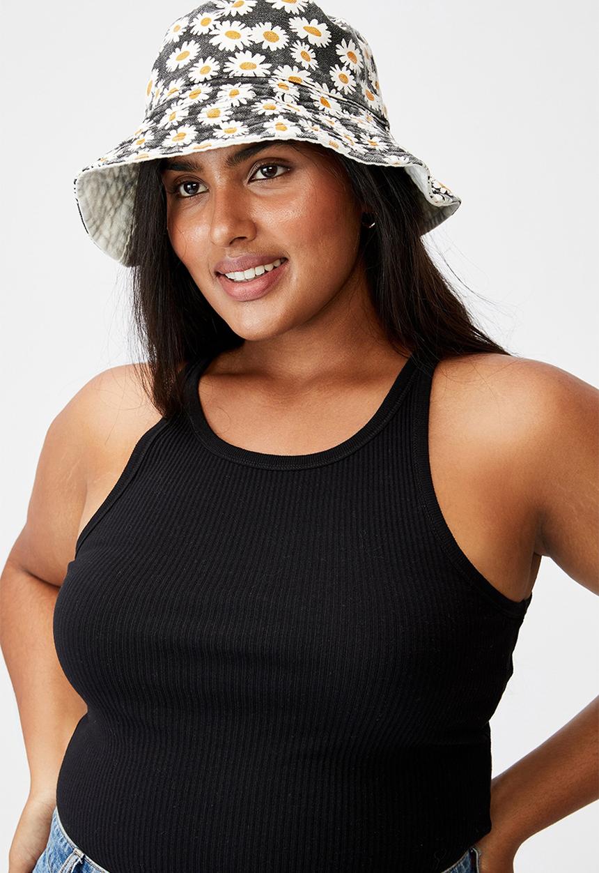 Rubi - Elly reversible wide brim bucket hat - black 