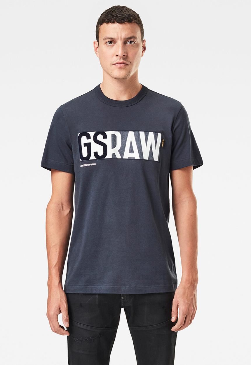 G-STAR - Gs raw denim logo + r short sleeve tee - blue