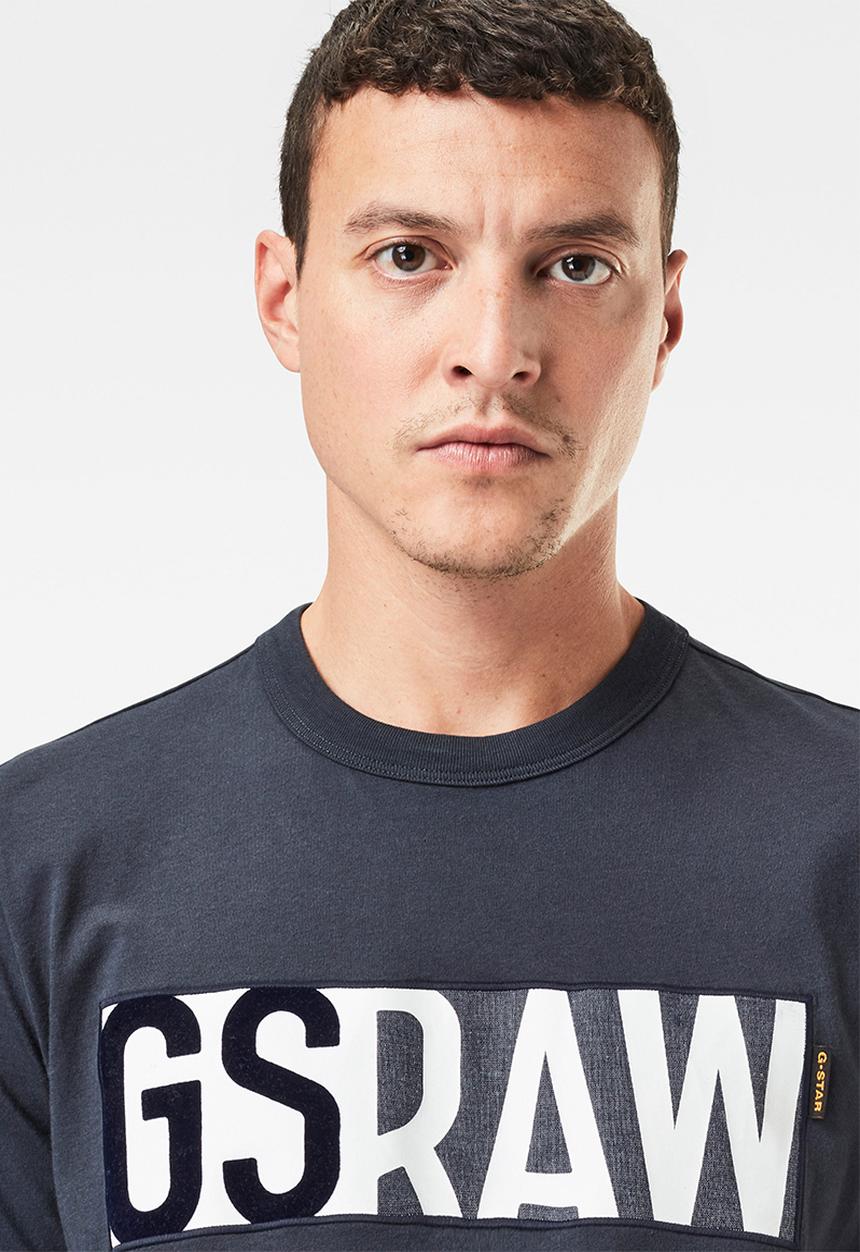 G-STAR - Gs raw denim logo + r short sleeve tee - blue