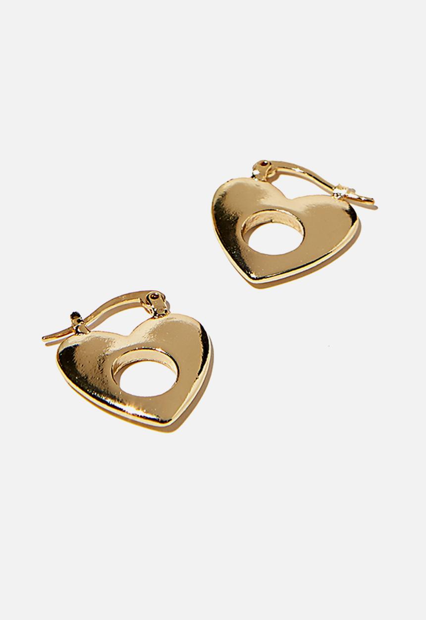 Rubi - Noughties hinge hoop - gold heart