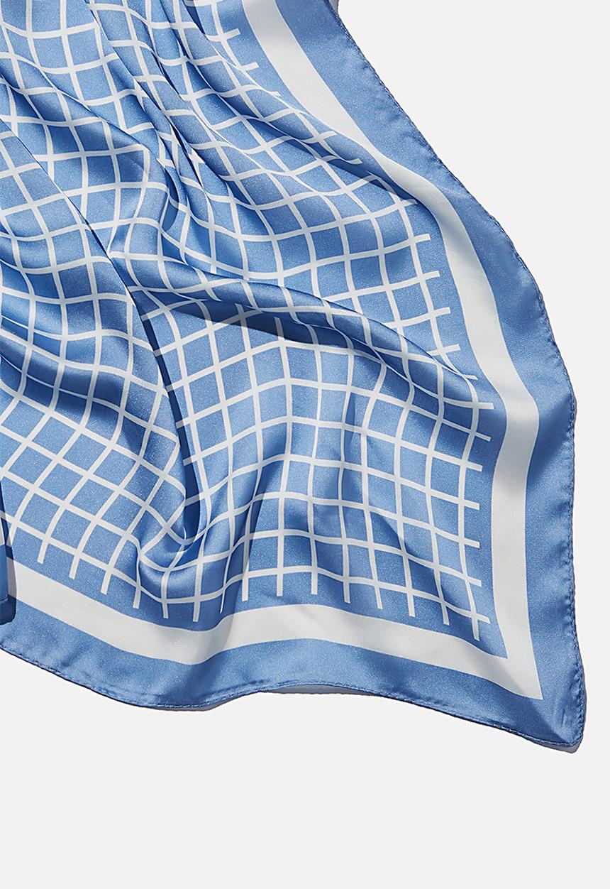 Rubi - Versatile scarf - mindy micro check silver blue
