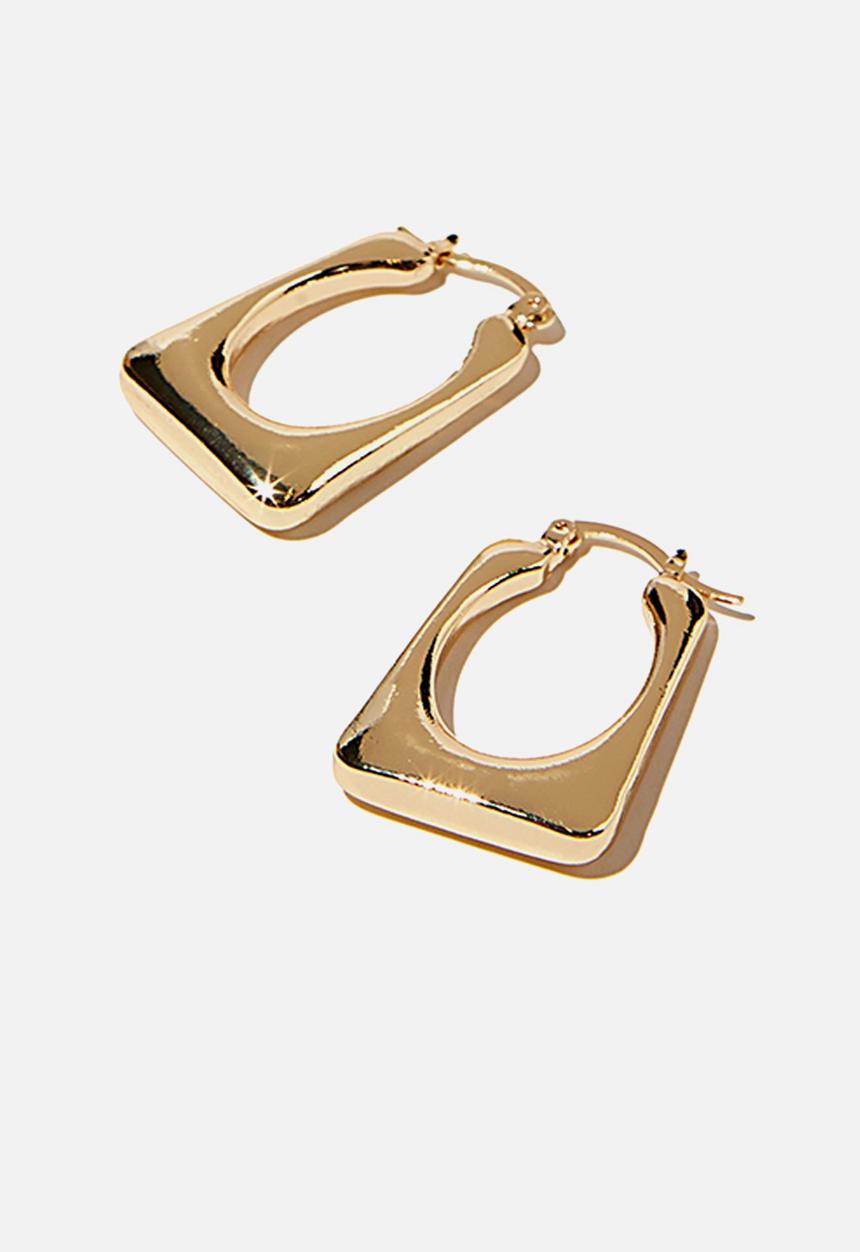Rubi - Noughties hinge hoop - rectangle gold