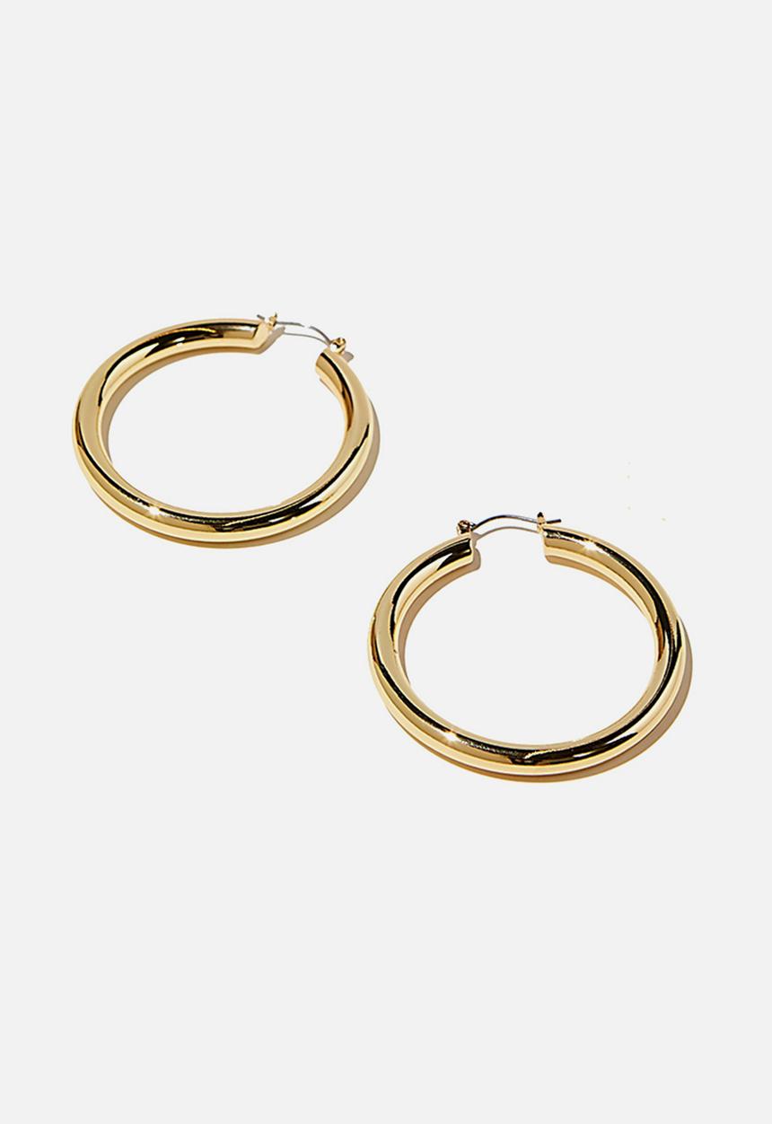 Rubi - Large noughties hinge hoop - gold 