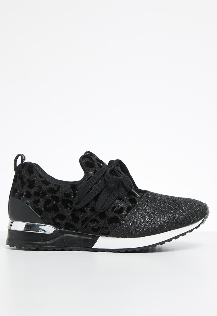 SISSY BOY - Creeper animal print sneaker  - black