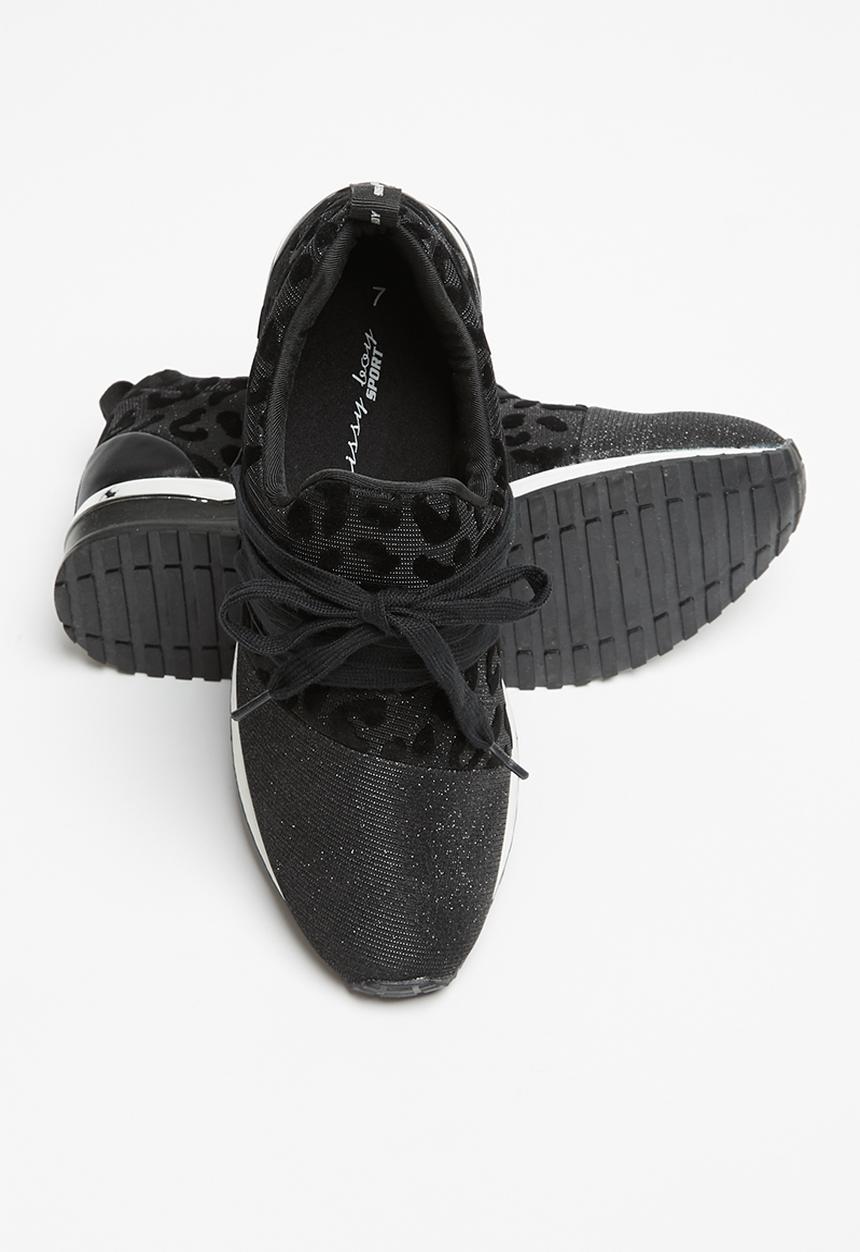 SISSY BOY - Creeper animal print sneaker  - black