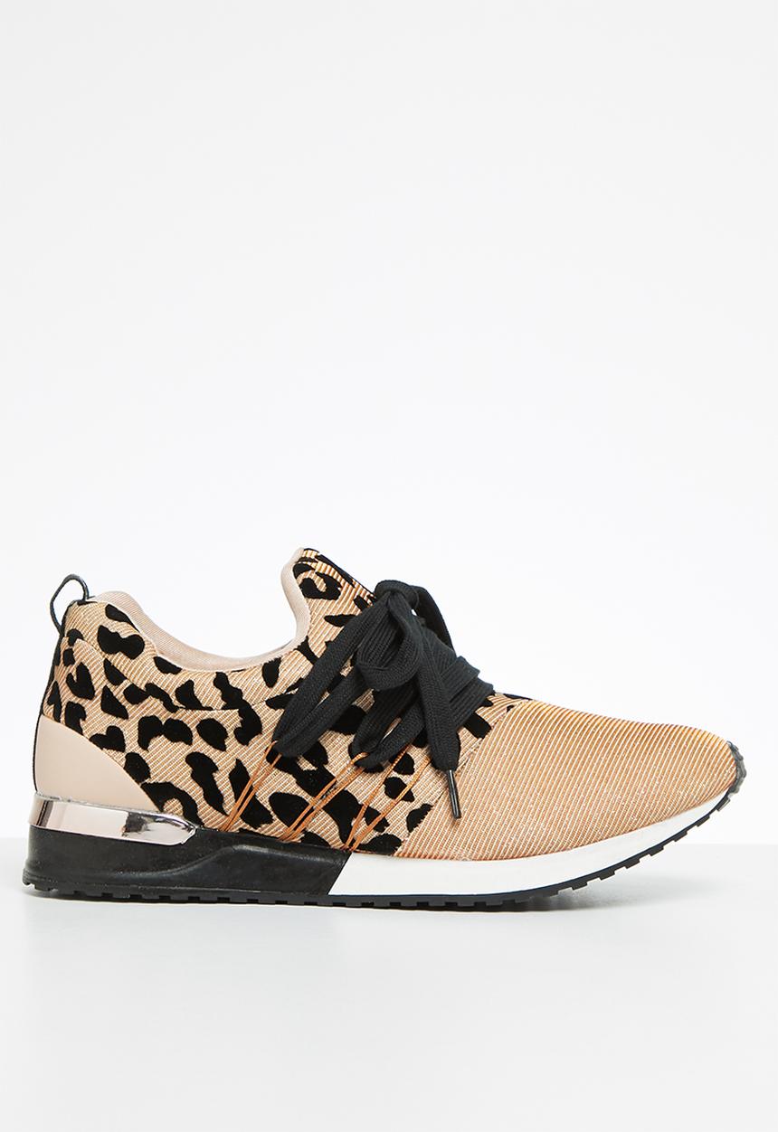 SISSY BOY - Creeper animal print sneaker  - rose gold & black 
