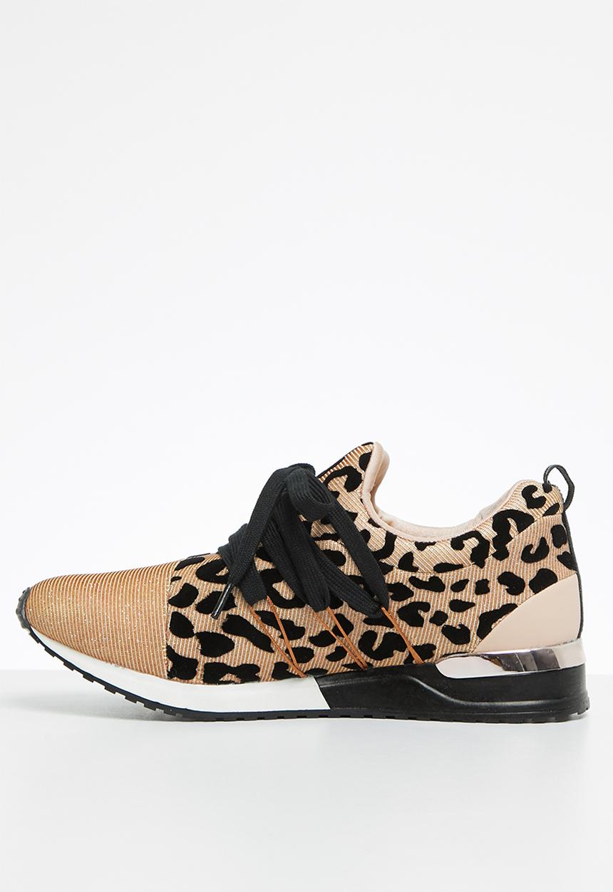 SISSY BOY - Creeper animal print sneaker  - rose gold & black 