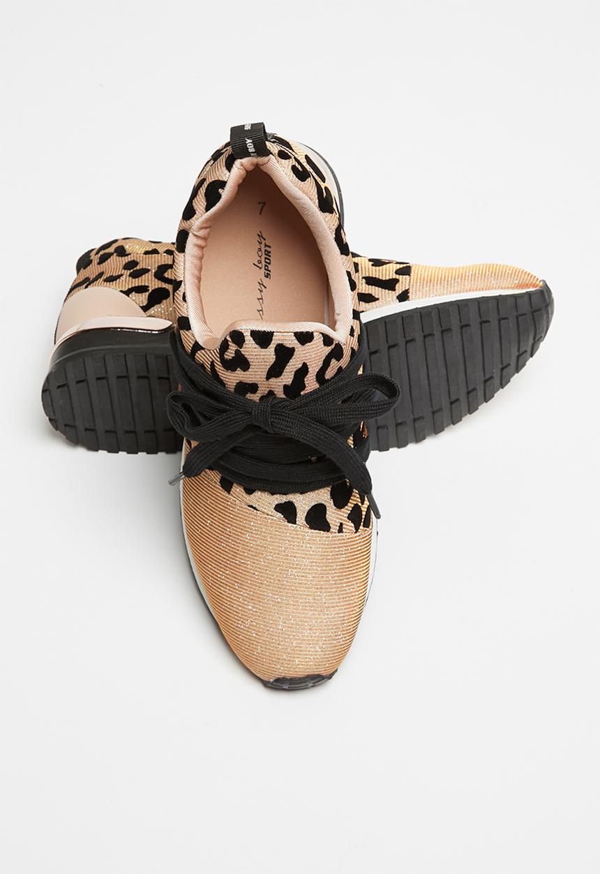 SISSY BOY - Creeper animal print sneaker  - rose gold & black 