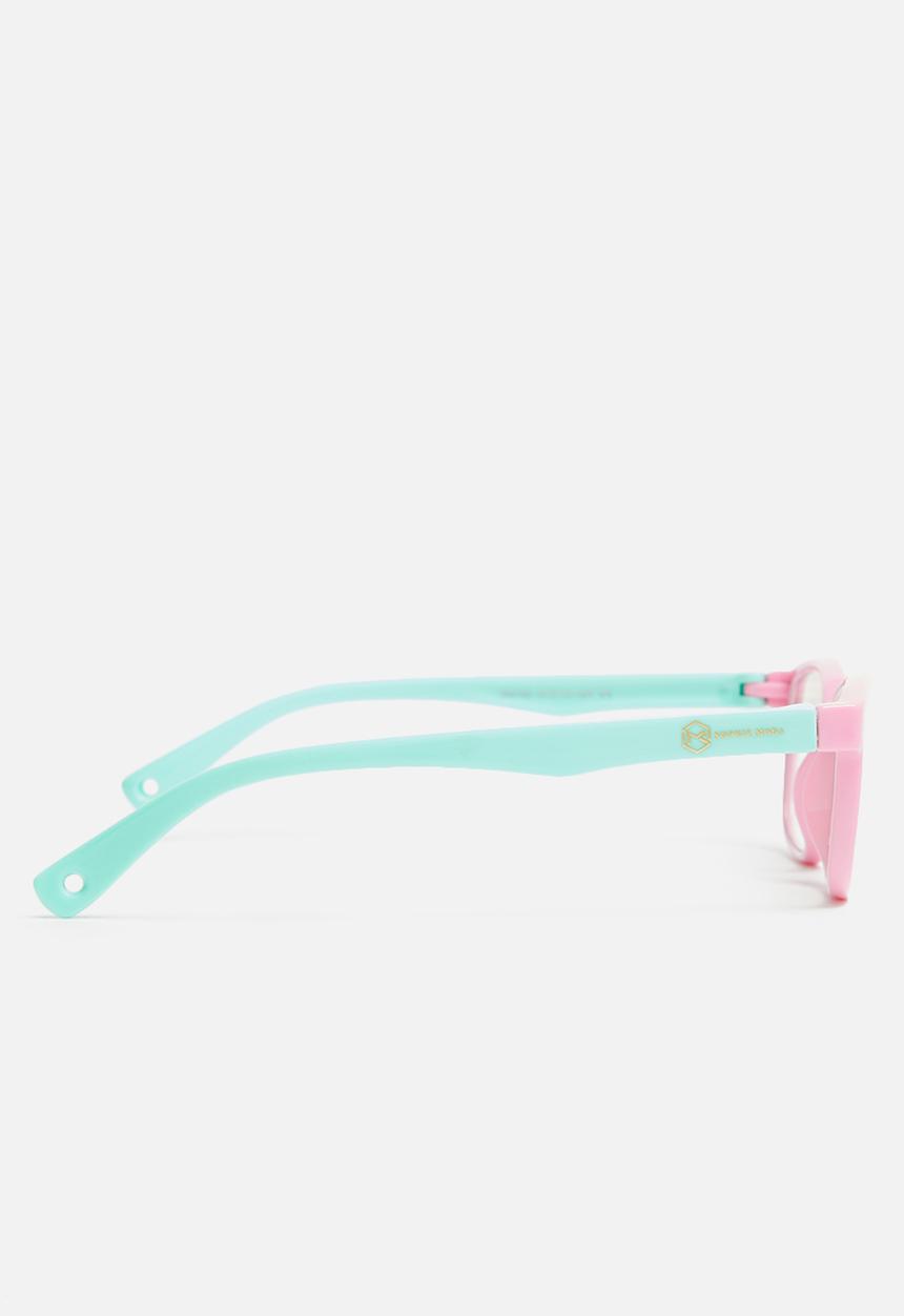 Sophie Moda - Girls anti blue light silicone frame glasses - pink & green 