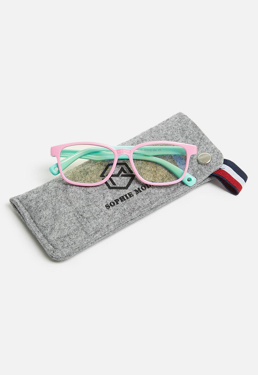 Sophie Moda - Girls anti blue light silicone frame glasses - pink & green 