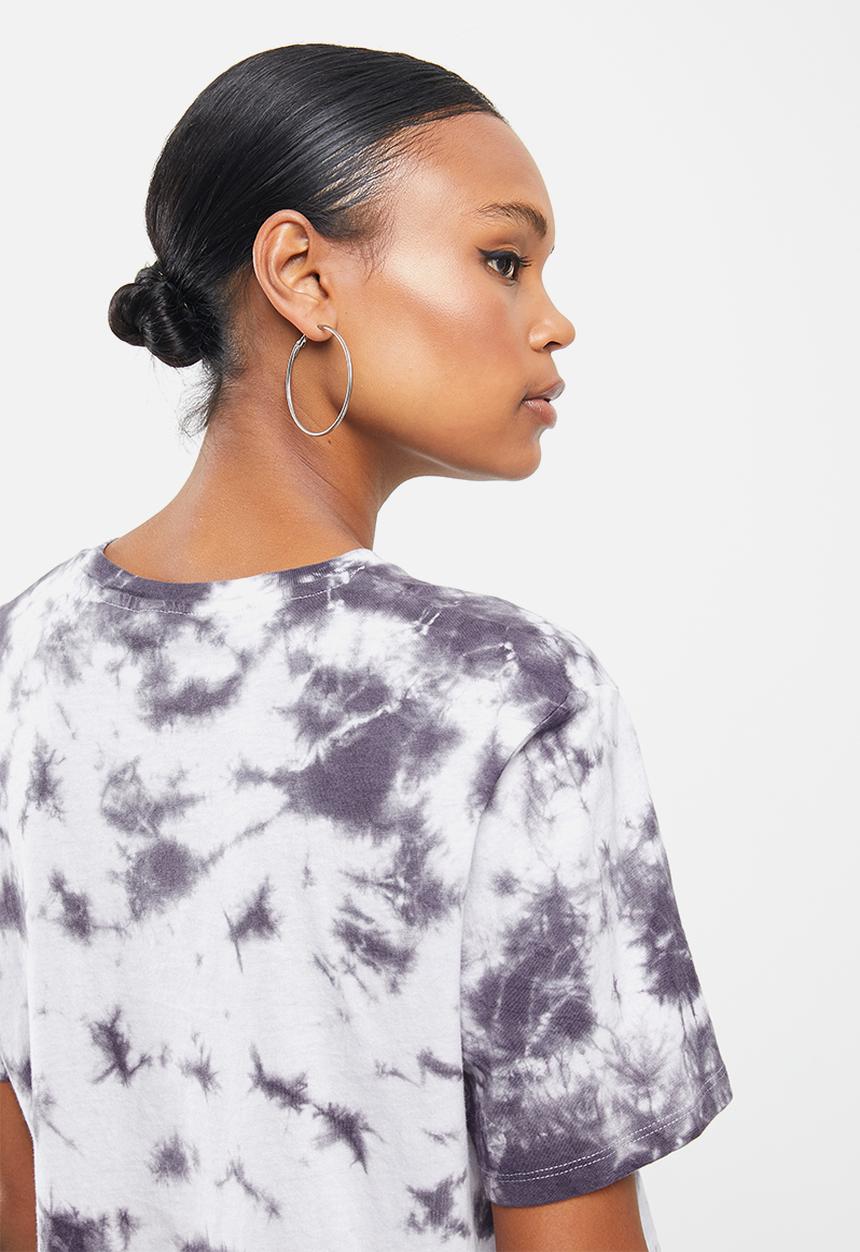 Factorie - Short sleeve crop graphic T-shirt - charcoal & white