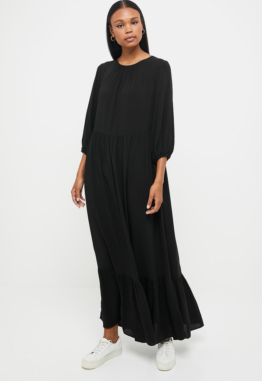 edit - 3/4 bellow sleeve tiered maxi - black